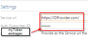 URL and Auth settings for a ID provider